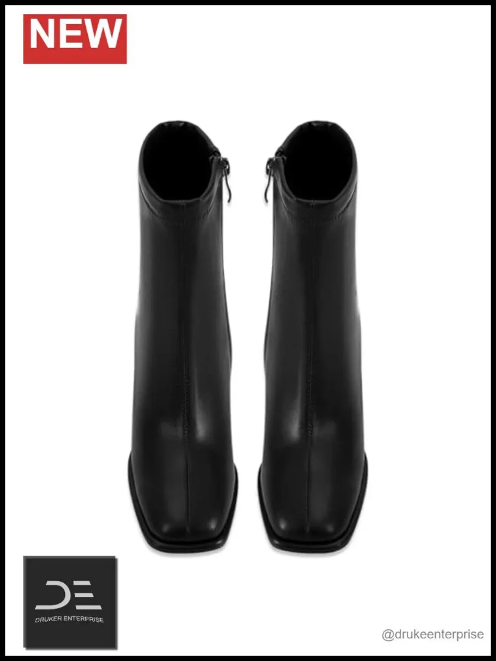 Square Toe Ankle Boots for Women Block Heel Chunky Booties with Side Zipper